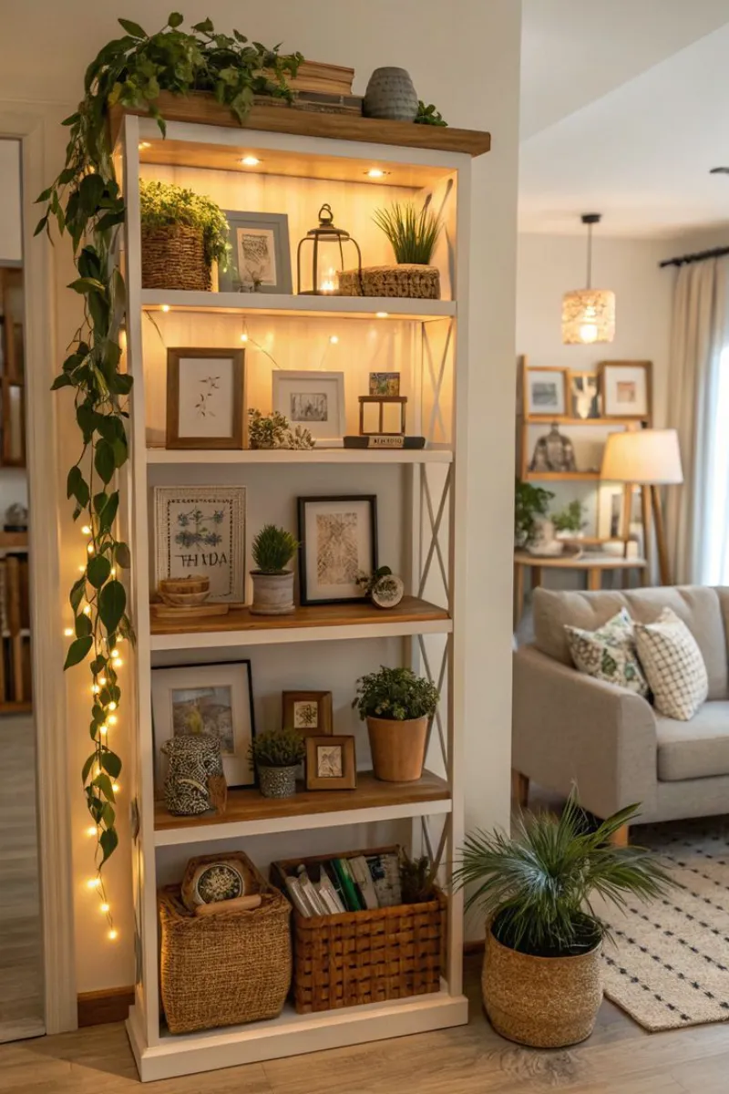 shelf decor ideas lights