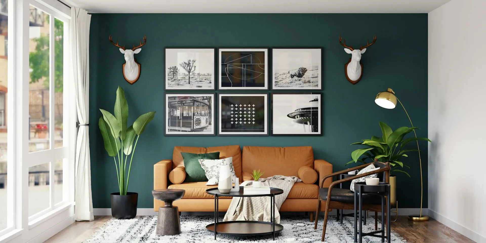 living room design photo wall