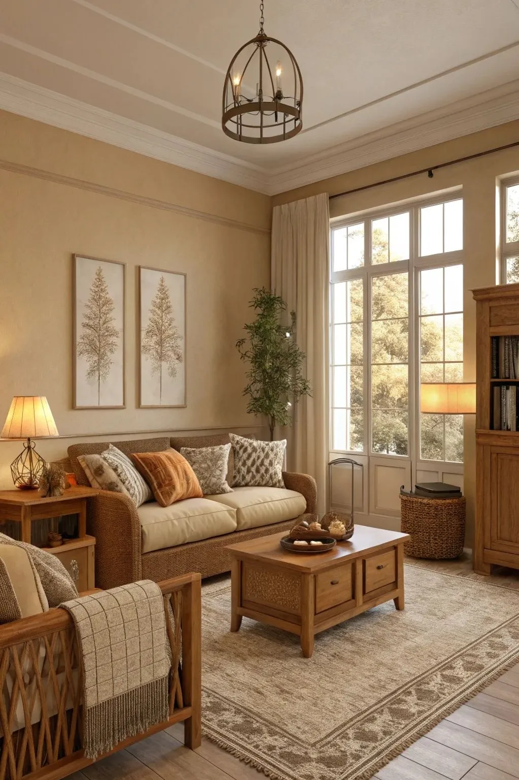 beige living room decorating ideas with vintage furnitures