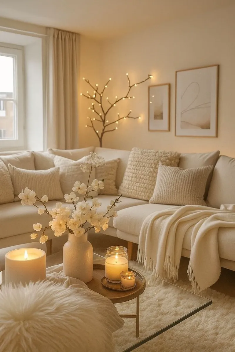 beige living room decorating ideas with proper wall paint