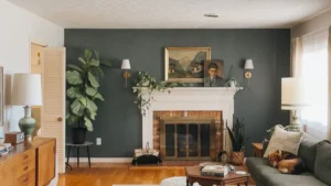 decorative wall ideas for living room with green paint