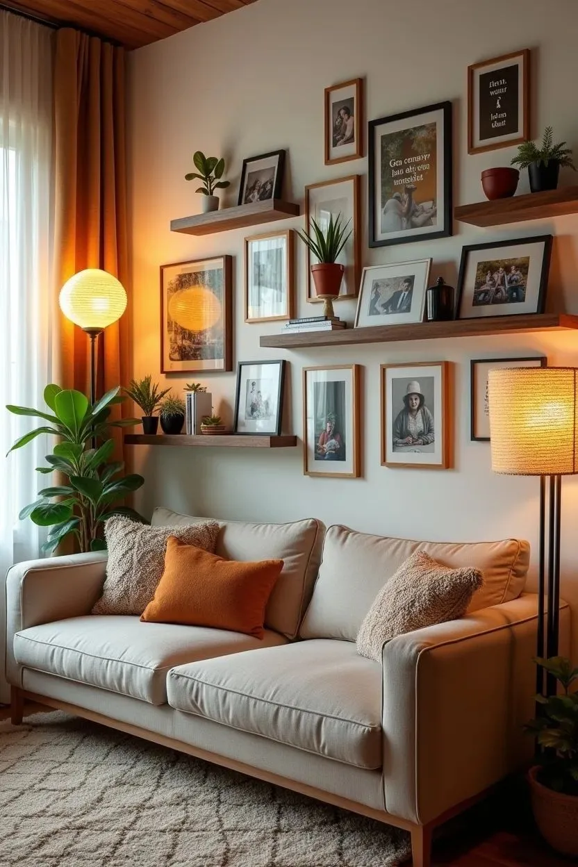 decorative wall ideas for living room with gallery wall