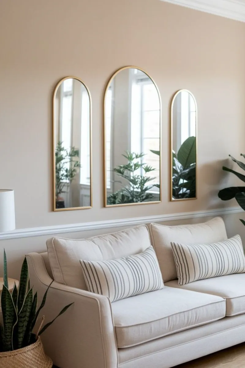 decorative wall ideas for living room with mirrors