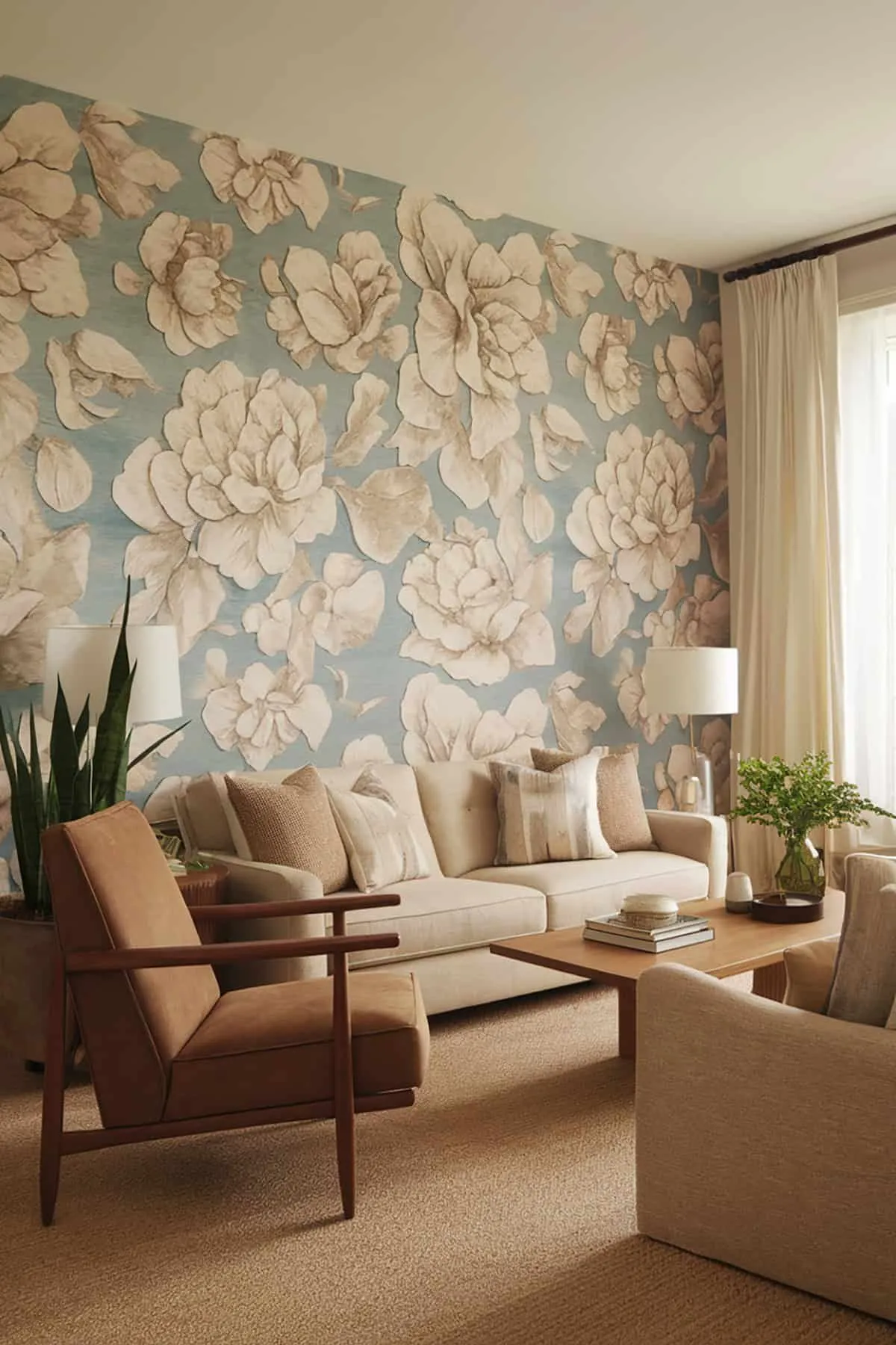 10 Living Room Wallpaper Decor Ideas with Character 3 a living room with floral wallpaper