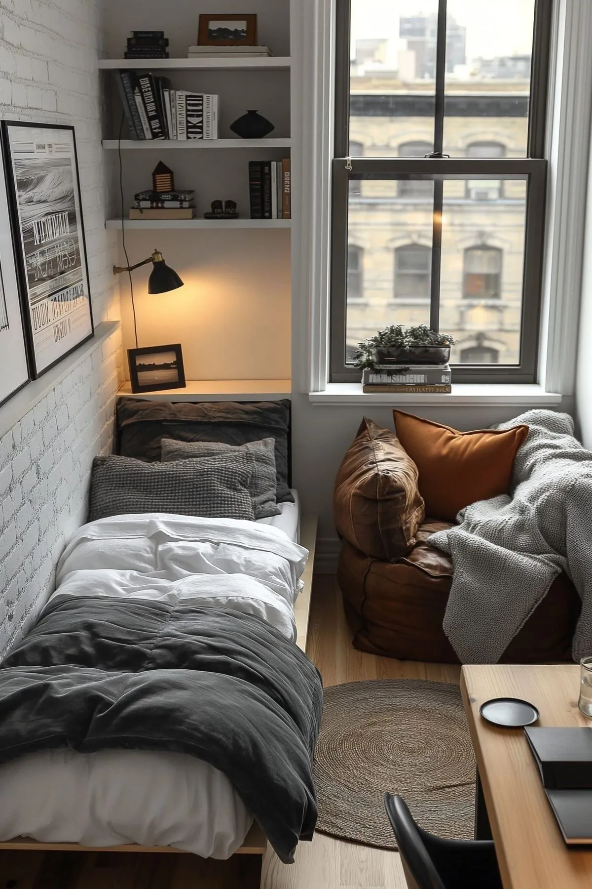 a man bedroom with cohesive bed and rug color