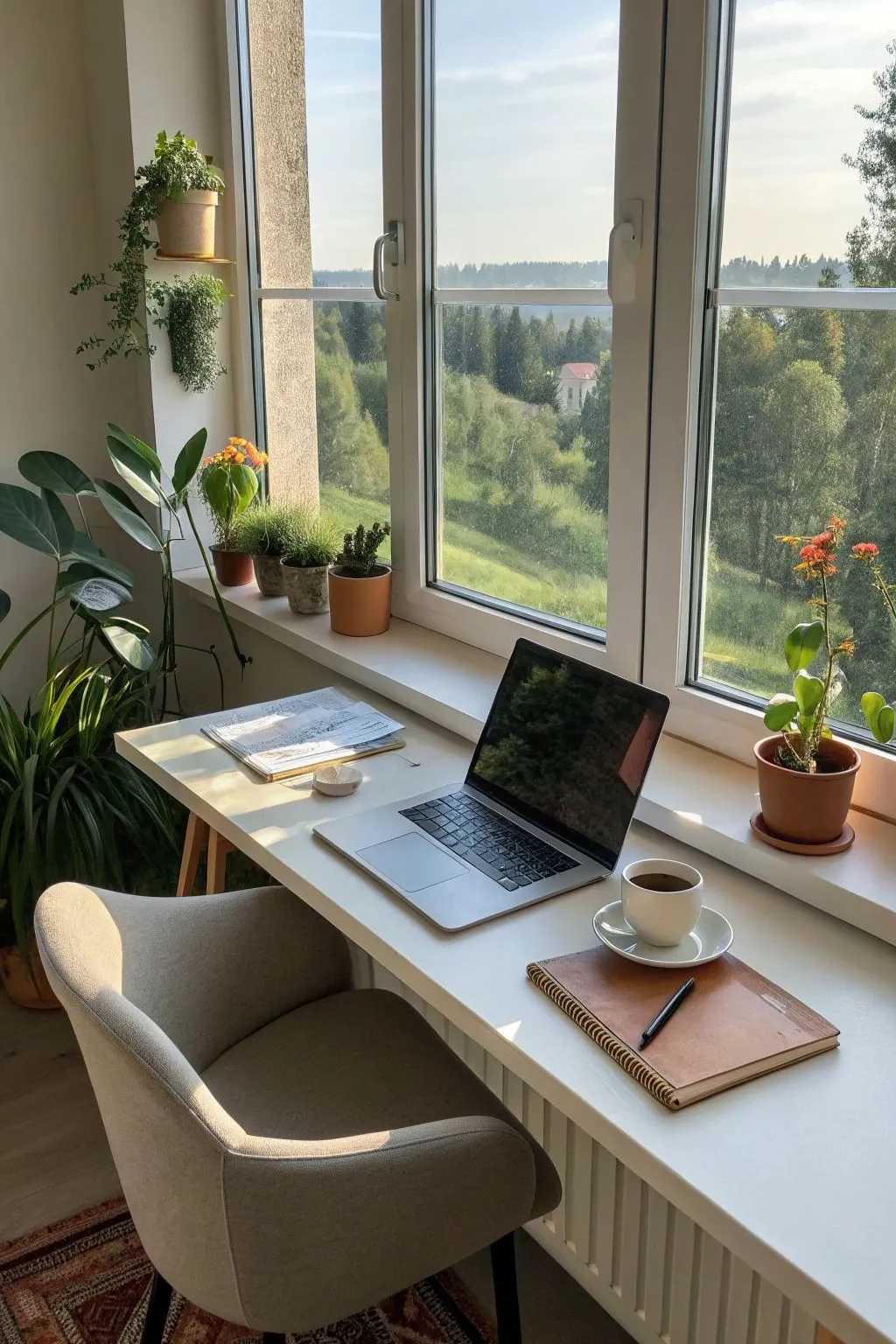a bedroom office near the windows for natural light