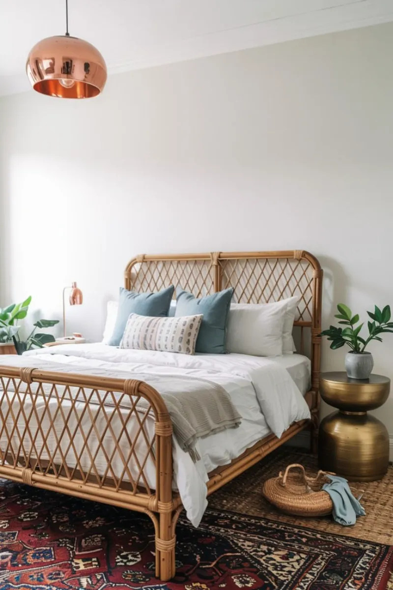Where to Place Your Bed in Bedroom? Feng Shui Bedroom Layout Explained 3 a feng shui bedroom with a bamboo frame bed in room center