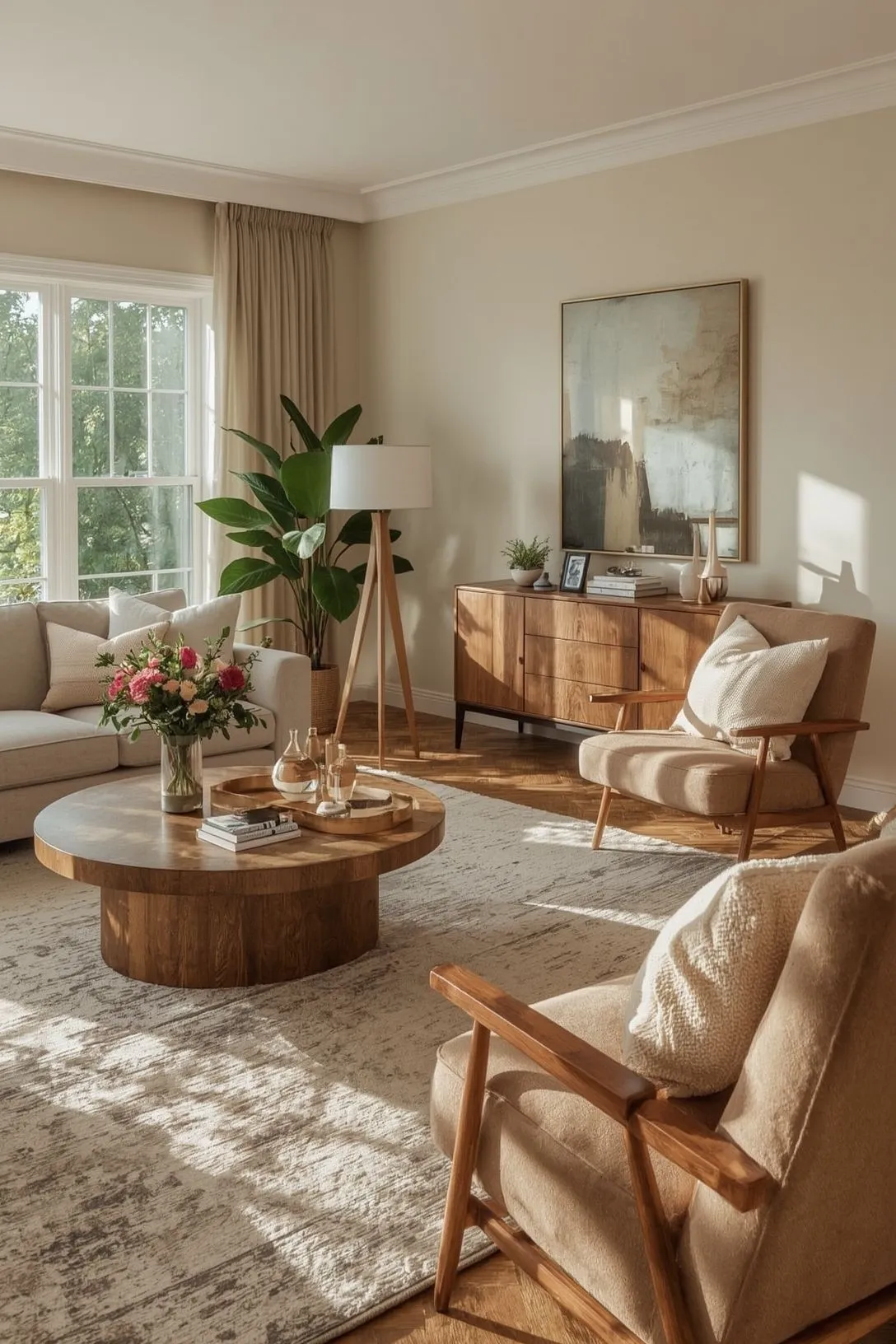 a feng shui living room with balanced layout