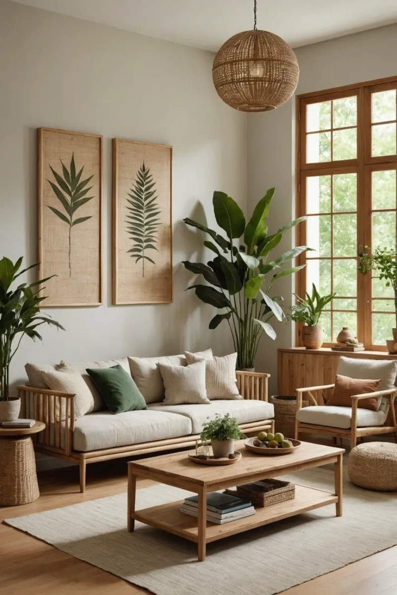 a feng shui living room with big windows for enough natural light