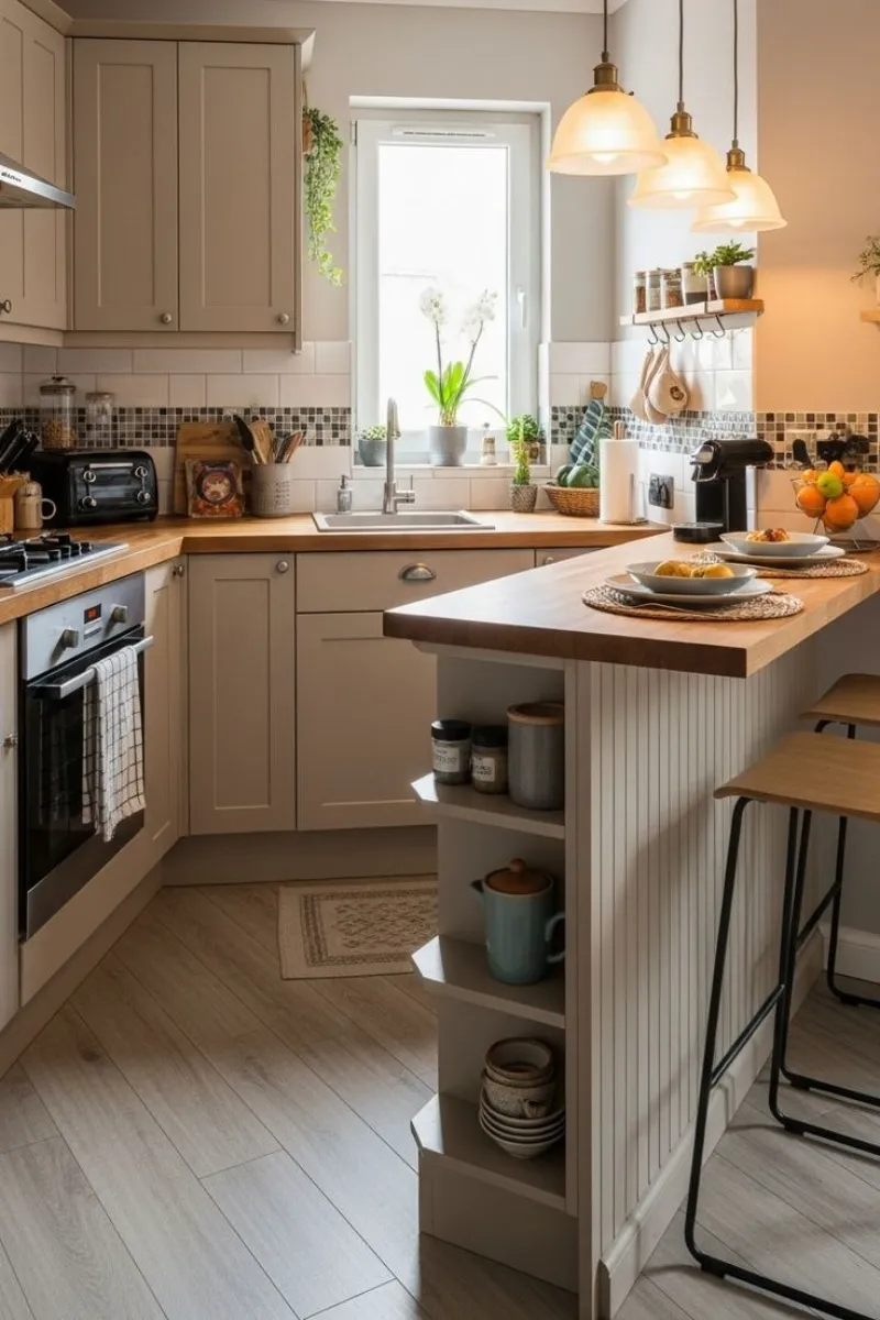 9 Small Basement Kitchen Ideas That Maximize Limited Space 9 a small basement kitchen with a narrow island for storage and dining