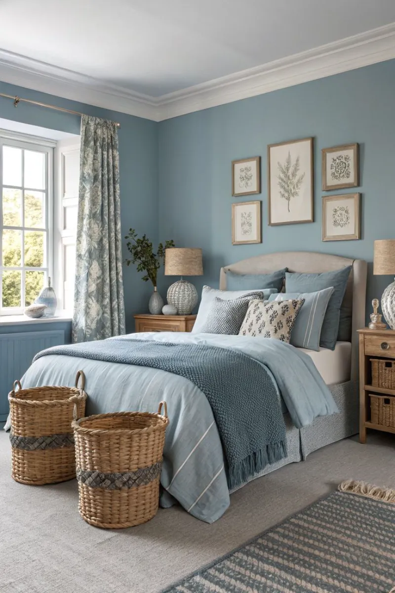 9 Blue Bedroom Ideas for a Fresh and Airy Look 2 a small light blue bedroom with blue wall and bed