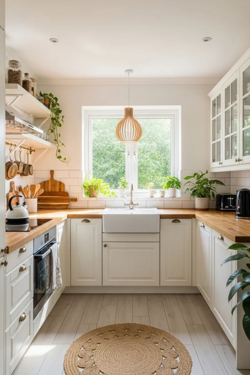 10 Small Kitchen Renovation Ideas to Maximize Space and Style 10 a small kitchen with potted plants and climbing vines