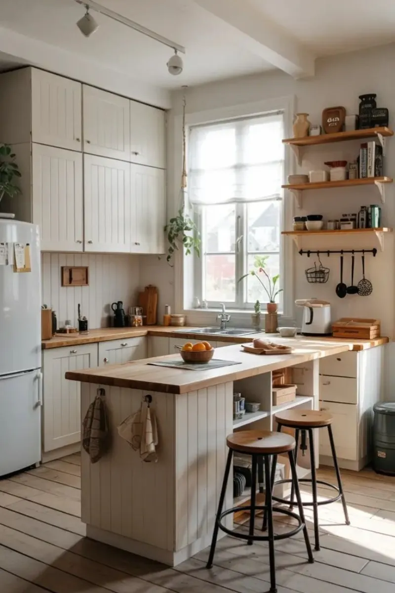 10 Small Kitchen Renovation Ideas to Maximize Space and Style 5 a small kitchen with built-in storage isalnd