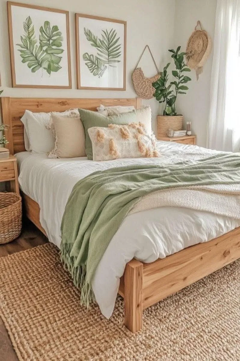 10 Modern White Bedroom Ideas for a Clean and Calm Look 5 a white bedroom with rattan rug and woven basket