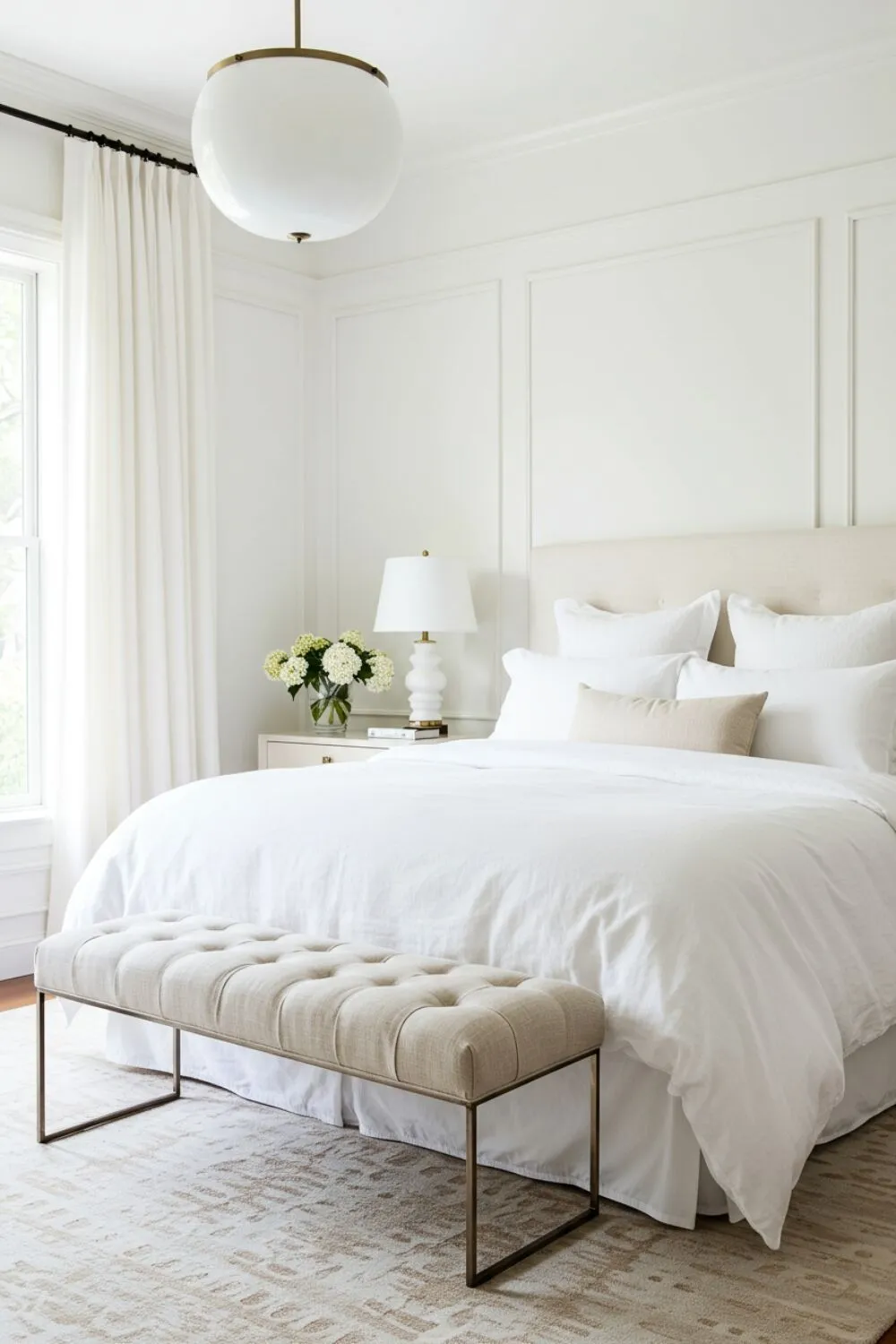 10 Modern White Bedroom Ideas for a Clean and Calm Look 9 a white bedroom with a white molding wall