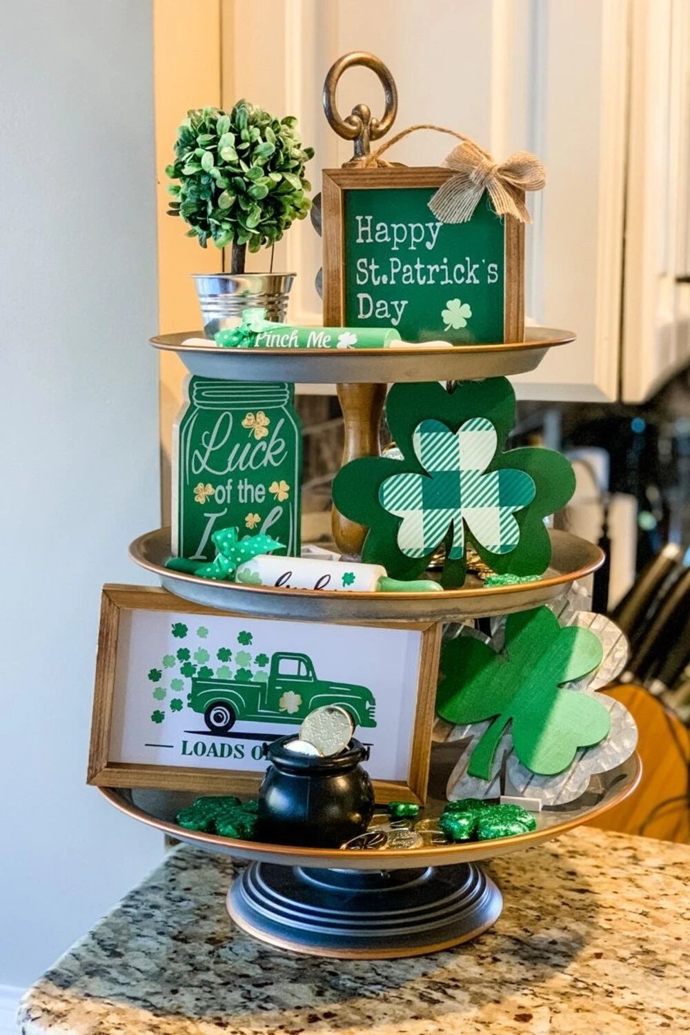 a tiered tray styling for saint patrick day