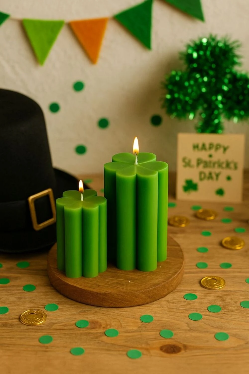 saint patrick's day gift shamrock shape candle