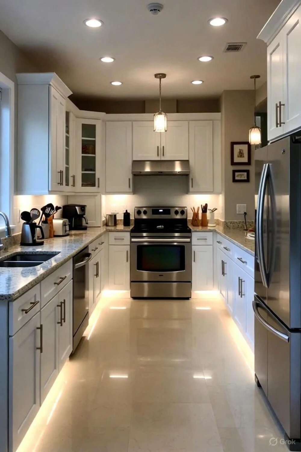 Short on Space? 10 Basement Galley Ideas That Work 8 a basement galley kitchen with under cabinets and toe-lick lighting