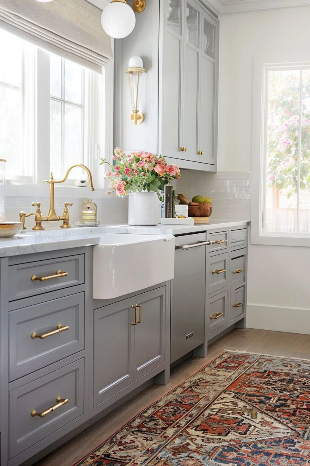 Light Grey Kitchen Inspiration: 10 Ideas for a Modern, Airy Space 6 a light grey kitchen with brass hardware