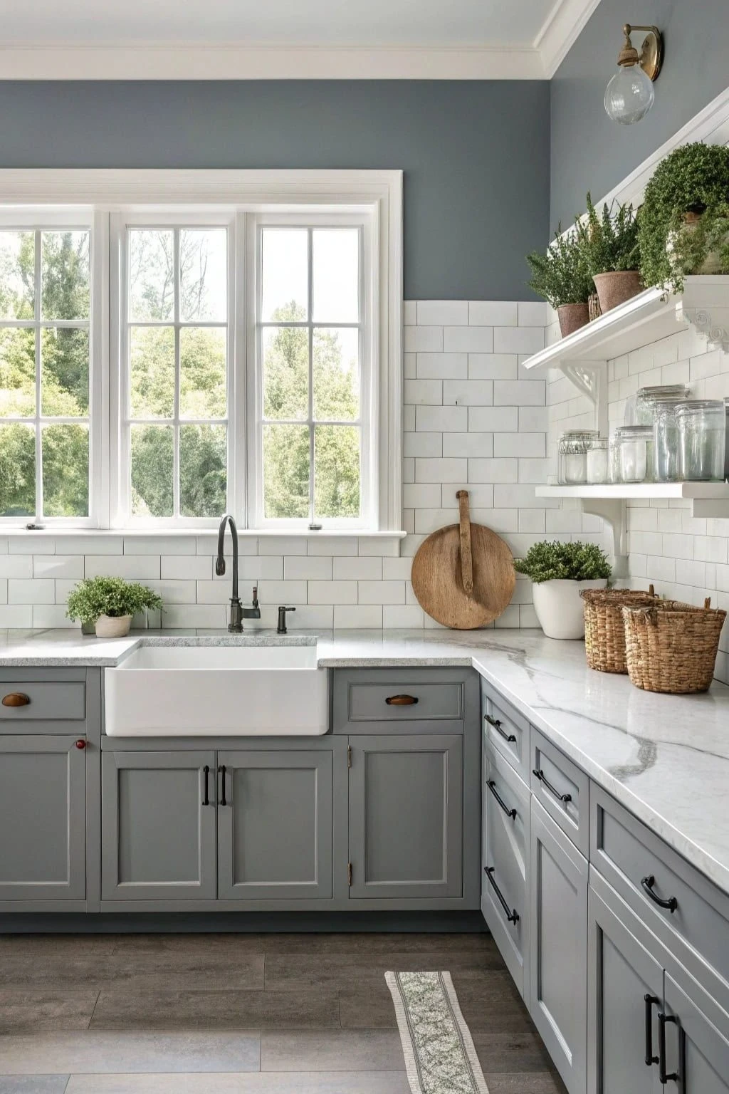 Light Grey Kitchen Inspiration: 10 Ideas for a Modern, Airy Space 5 a light grey kitchen with classic white backsplash
