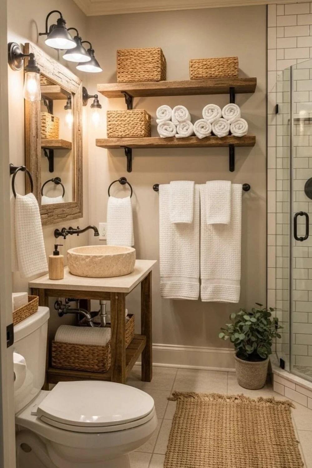a cozy bathroom with clean arrange