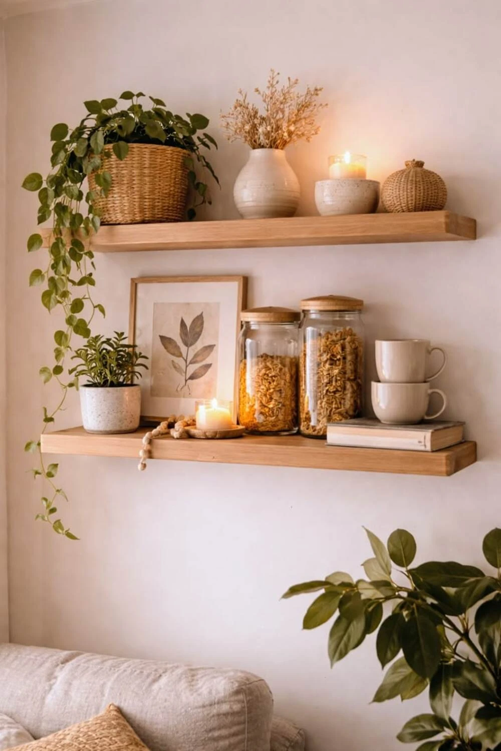 floating shelves in farmhouse style