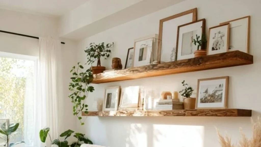 floating shelves with layer painting