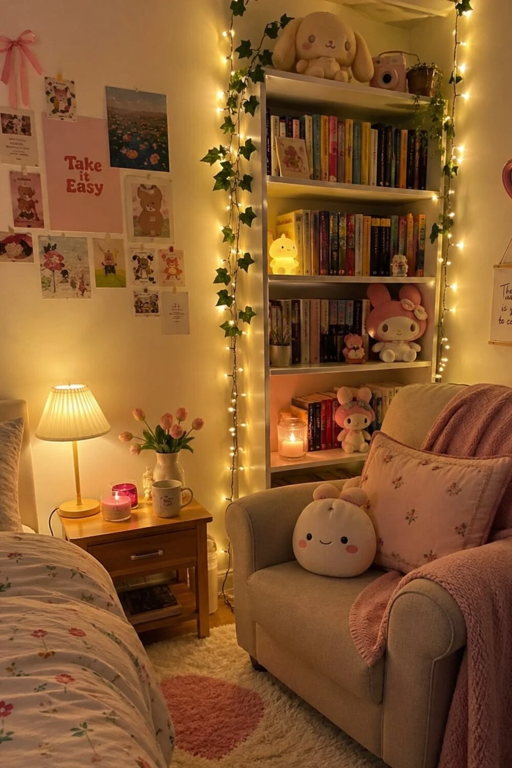 15 Bedroom Decor Ideas With Fairy Lights for a Cozy and Dreamy Space 16 open shelves with fairy lights