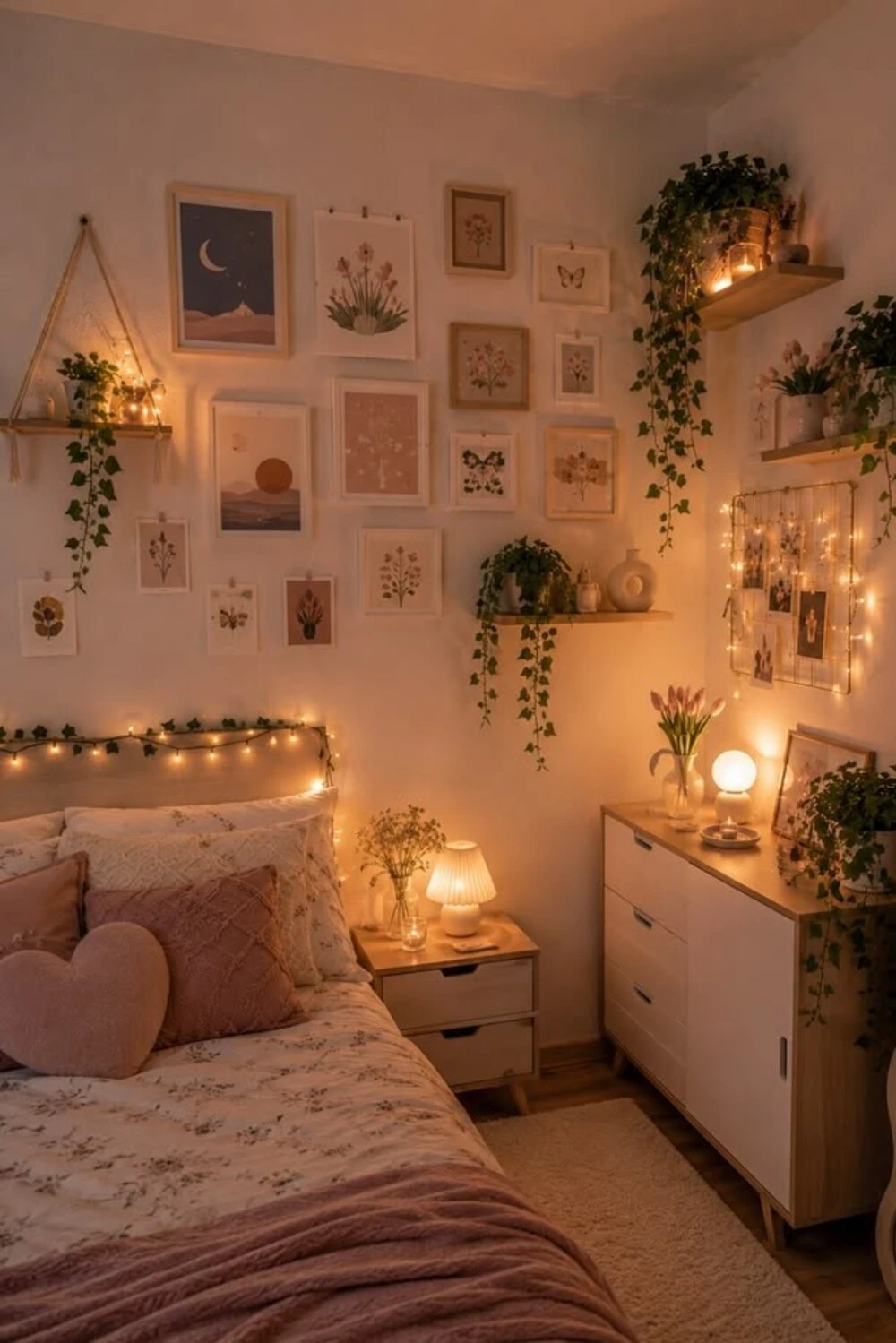 15 Bedroom Decor Ideas With Fairy Lights for a Cozy and Dreamy Space 13 wall art with fairy lights