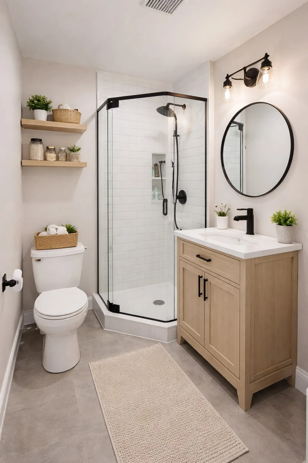 How to Design a Small Bathroom Shower: 12 Space-Saving Ideas 3 a small bathroom with corner shower