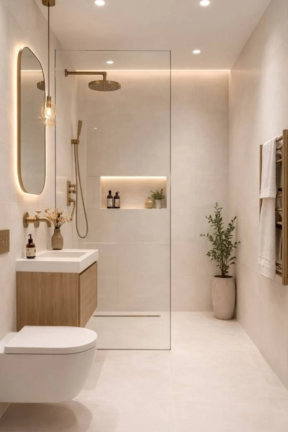 How to Design a Small Bathroom Shower: 12 Space-Saving Ideas 4 a small bathroom with curbless shower