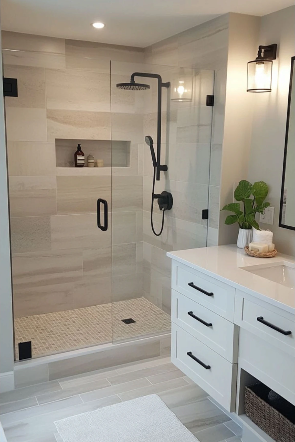 How to Design a Small Bathroom Shower: 12 Space-Saving Ideas 2 a small bathroom with frameless walk-in shower