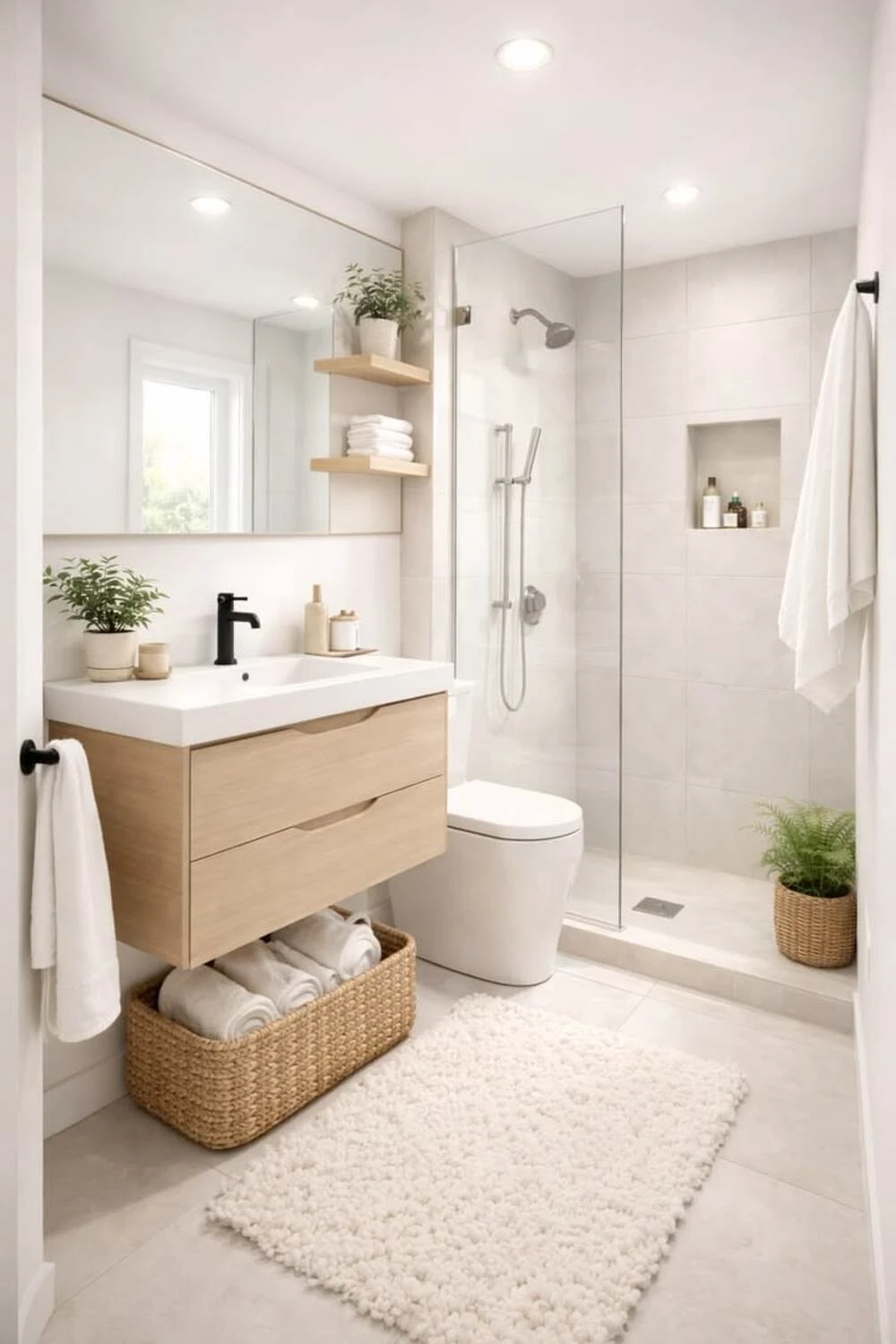How to Design a Small Bathroom Shower: 12 Space-Saving Ideas 7 a small bathroom with shower in white