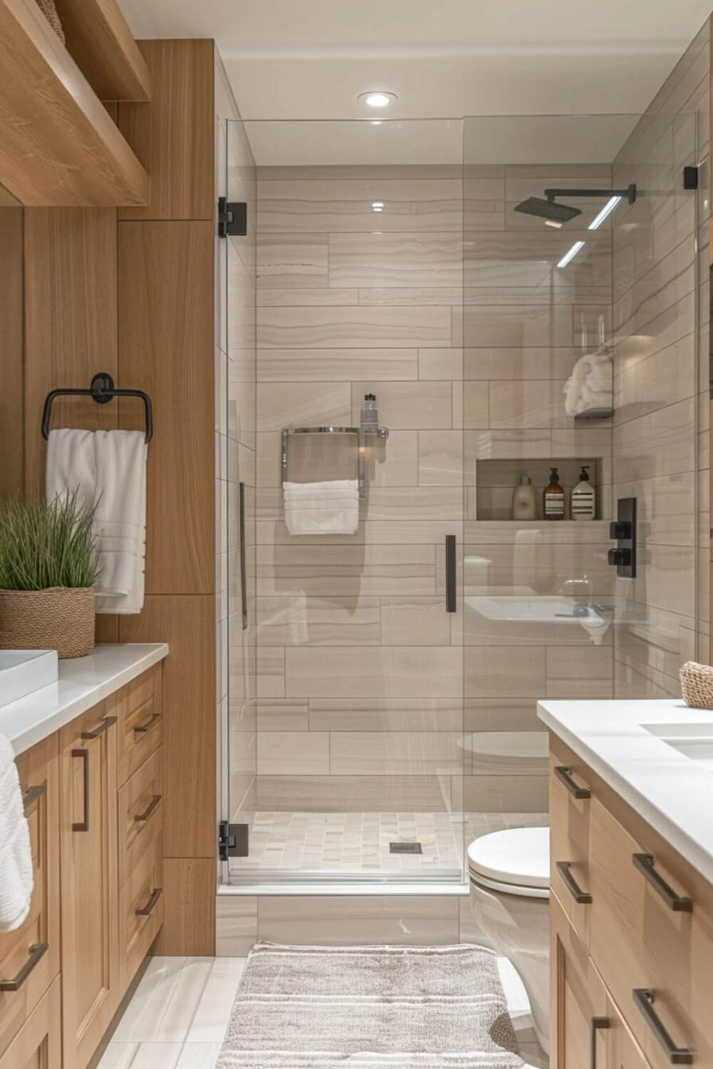 How to Design a Small Bathroom Shower: 12 Space-Saving Ideas 6 a small bathroom with tile from floor to ceiling