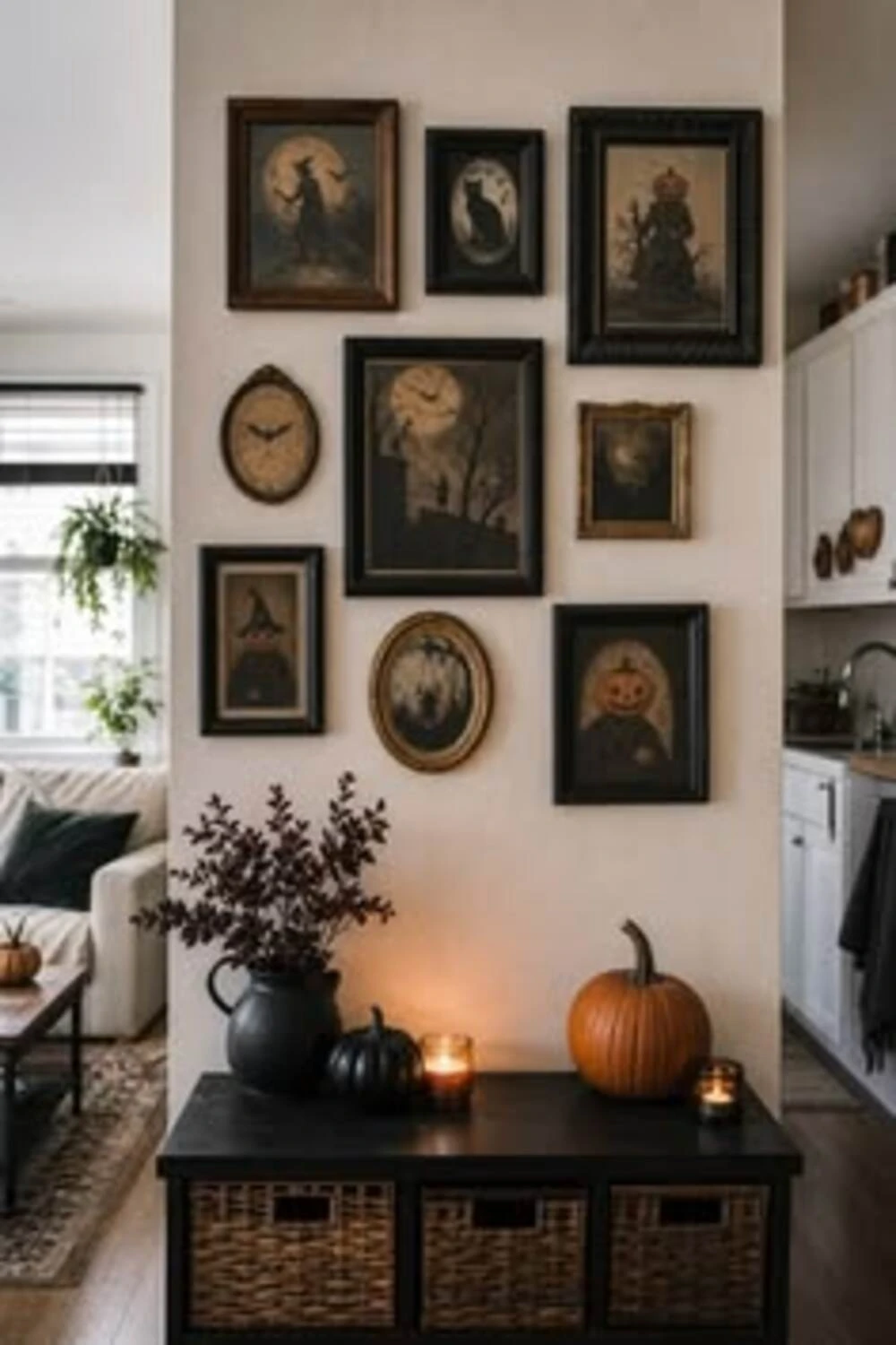bat and pumpkin dark artwork on wall
