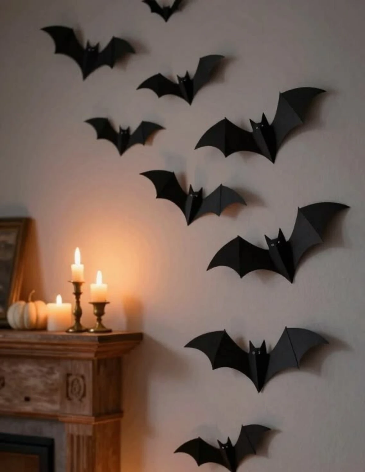 black bats on living room wall