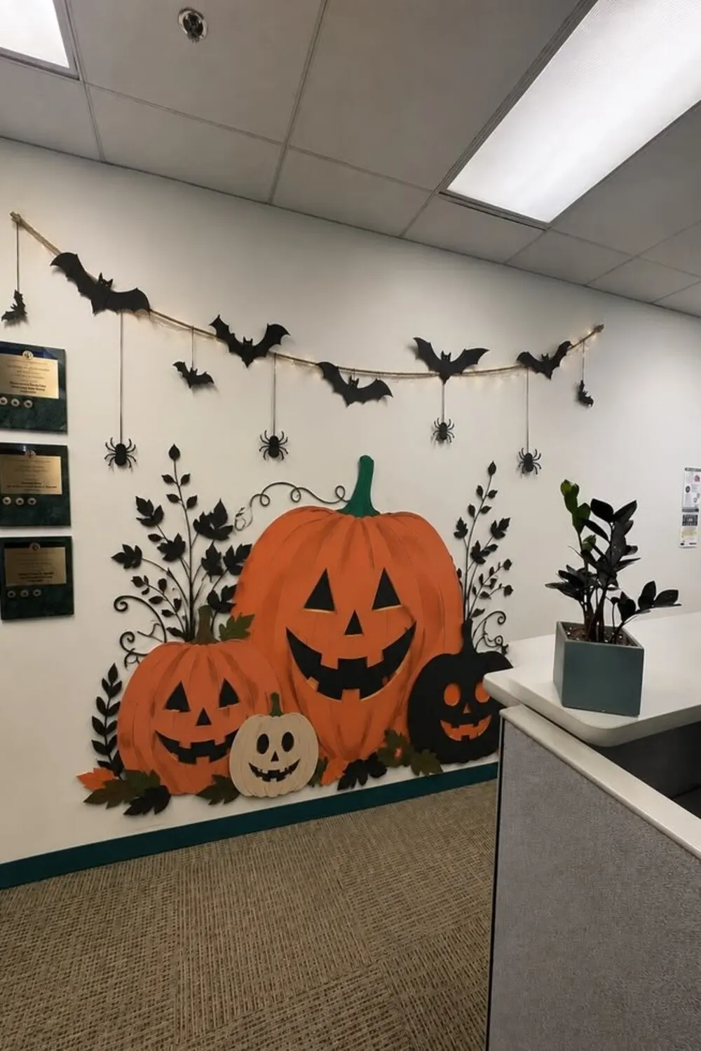 halloween office with photo spot