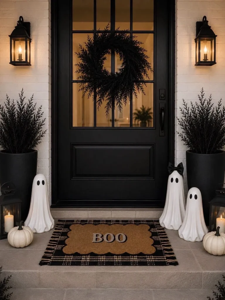 halloween wreath on front door