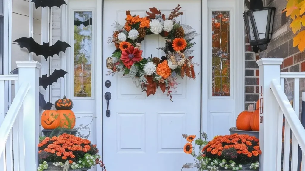 layered halloween front door