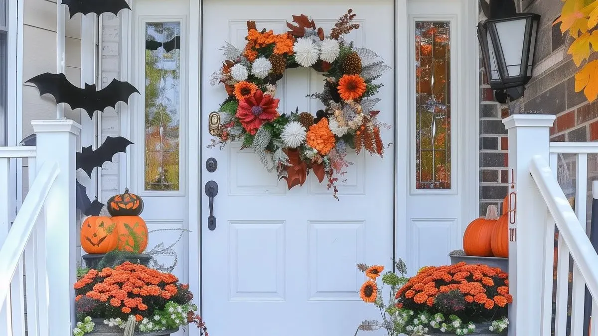 layered halloween front door