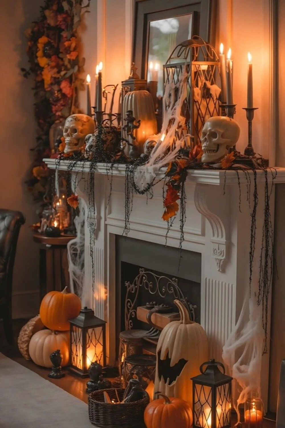mantel decor in gothic style