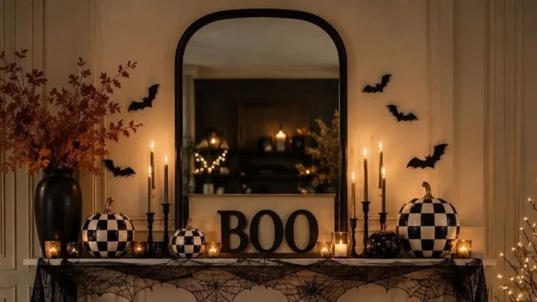a moody halloween mantel