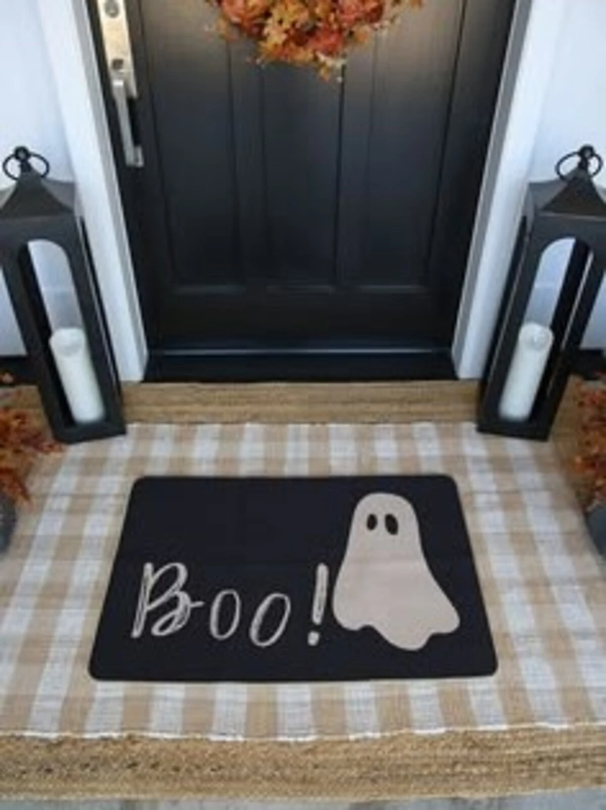 simple black halloween doormat on floor